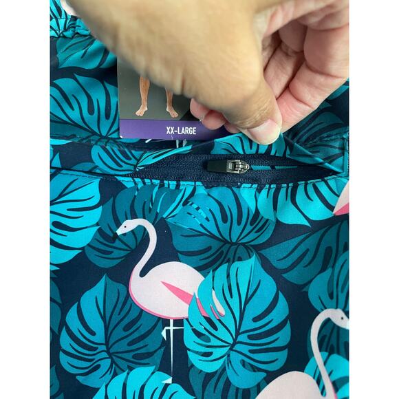 Members Mark Men's Resort Swim Trunks zip pocket UPF50 flamingo aqua lined XXL - Picture 5 of 10